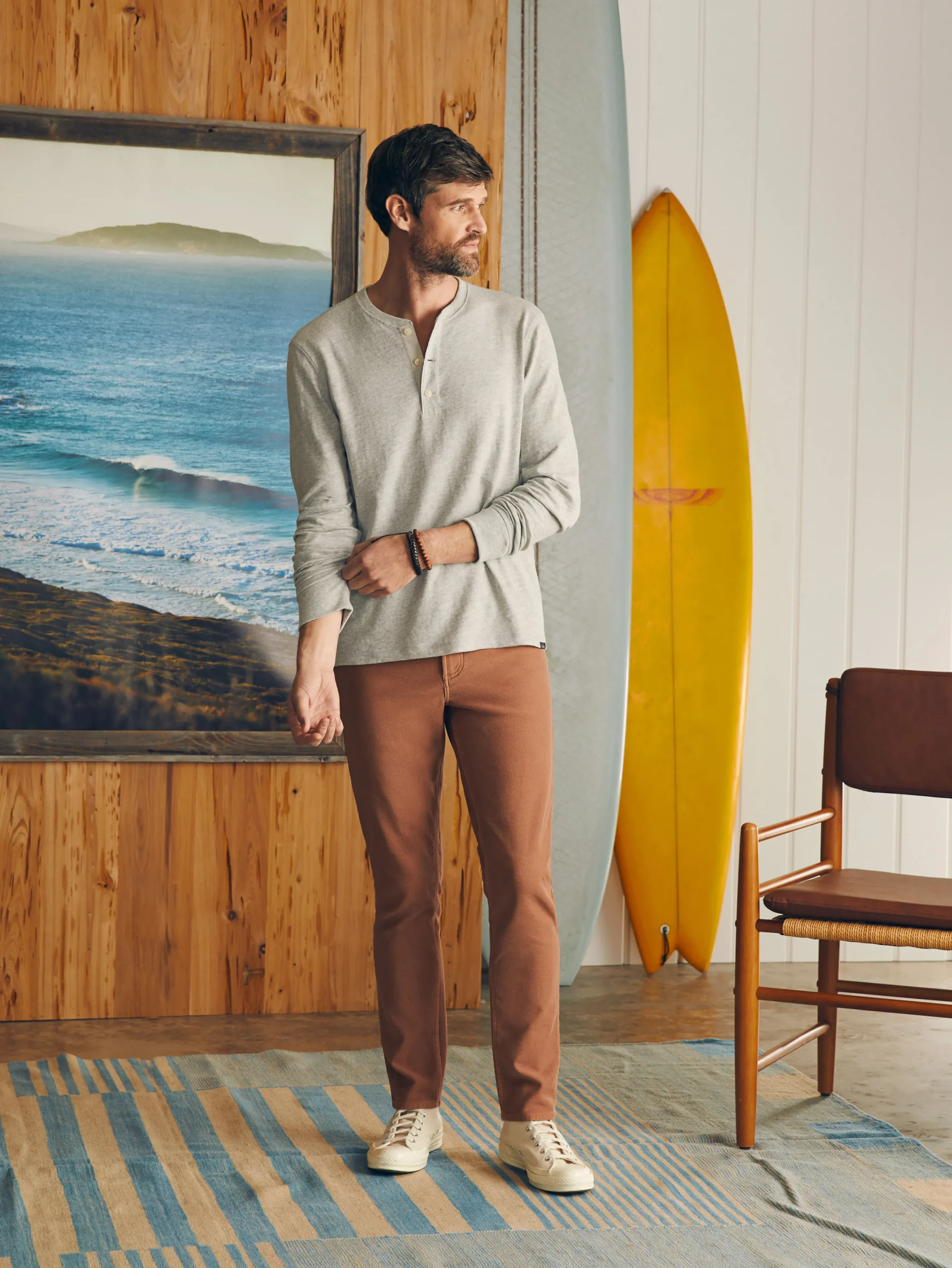 T-Shirts & Henleys^Faherty Brand Sunwashed Slub Henley - Light Grey Heather