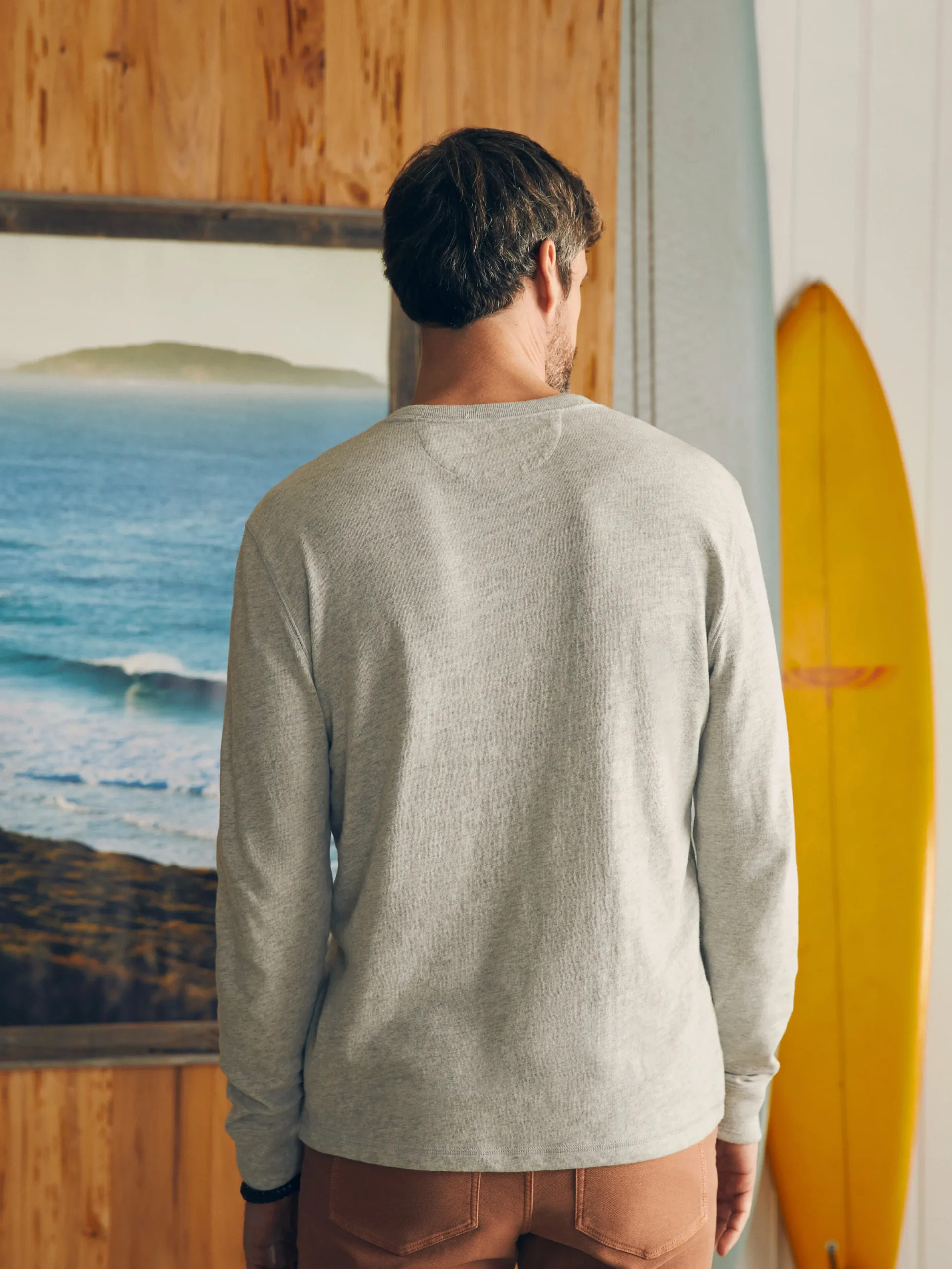 T-Shirts & Henleys^Faherty Brand Sunwashed Slub Henley - Light Grey Heather