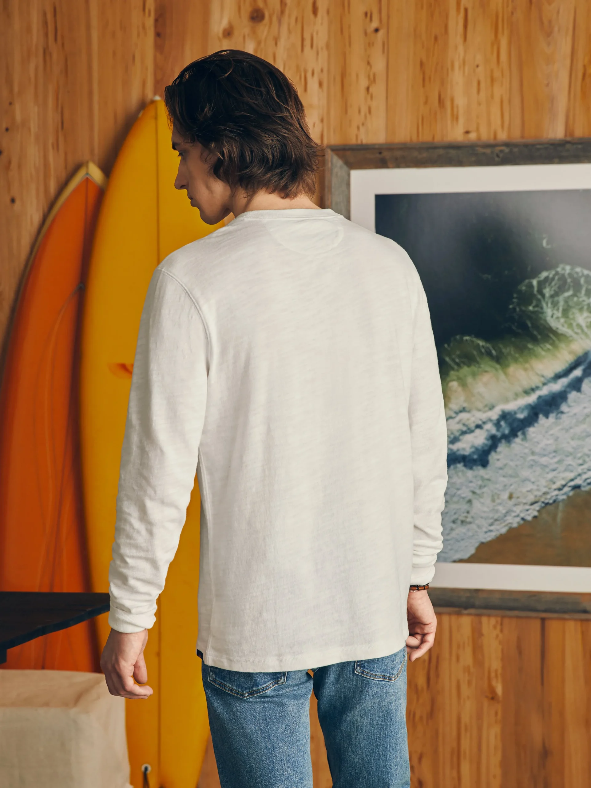 T-Shirts & Henleys^Faherty Brand Sunwashed Slub Henley - White