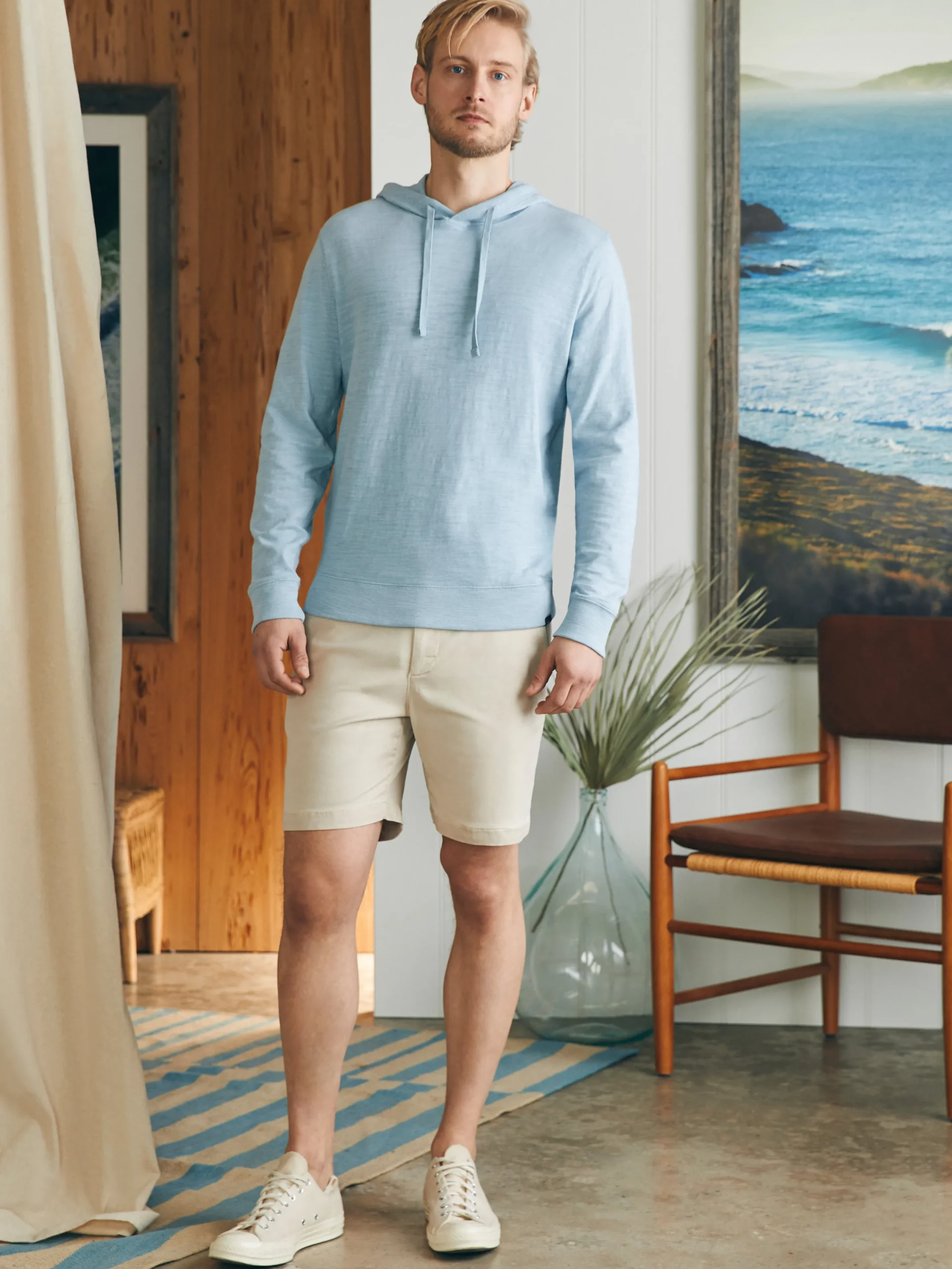 Hoodies & Sweatshirts|Lounge^Faherty Brand Sunwashed Slub Hoodie - Blue Breeze