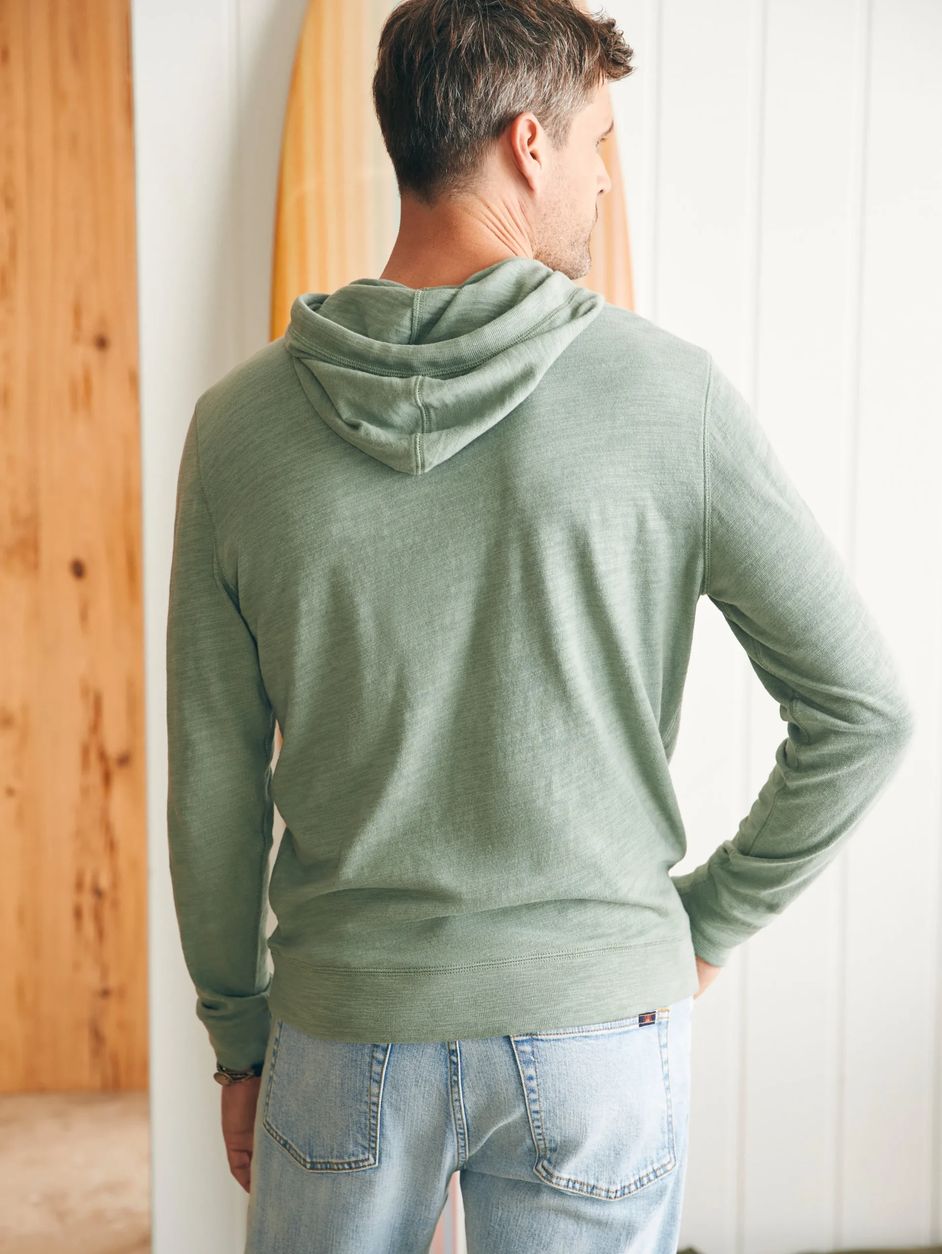 Hoodies & Sweatshirts^Faherty Brand Sunwashed Slub Hoodie (Tall) - Faded Sage