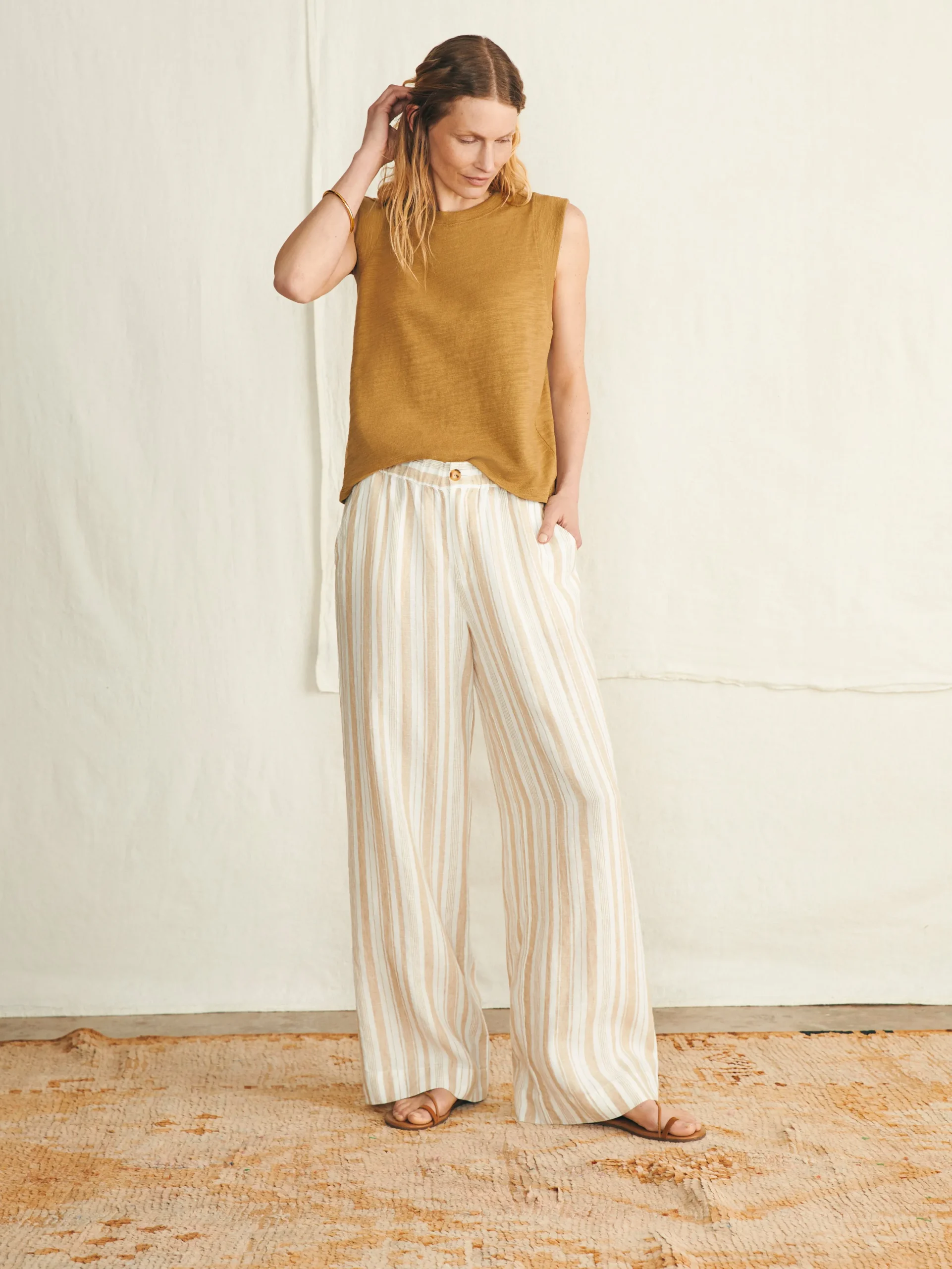 T-Shirts^Faherty Brand Sunwashed Slub Muscle Tank - Antique Bronze
