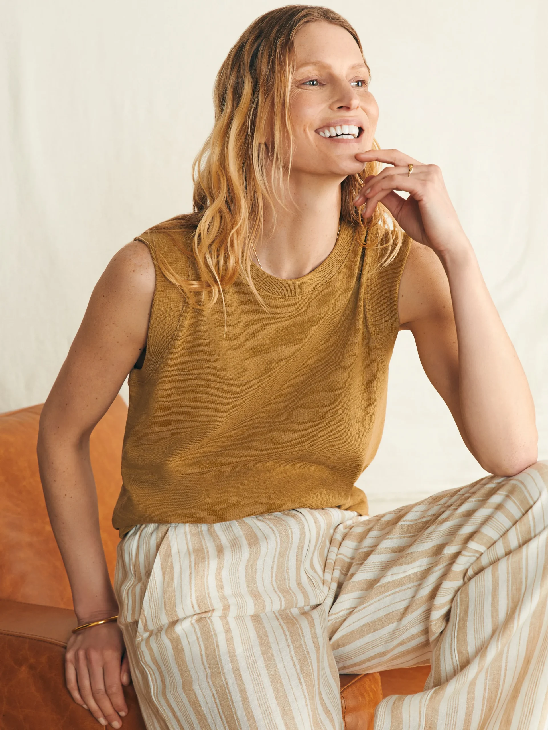 T-Shirts^Faherty Brand Sunwashed Slub Muscle Tank - Antique Bronze
