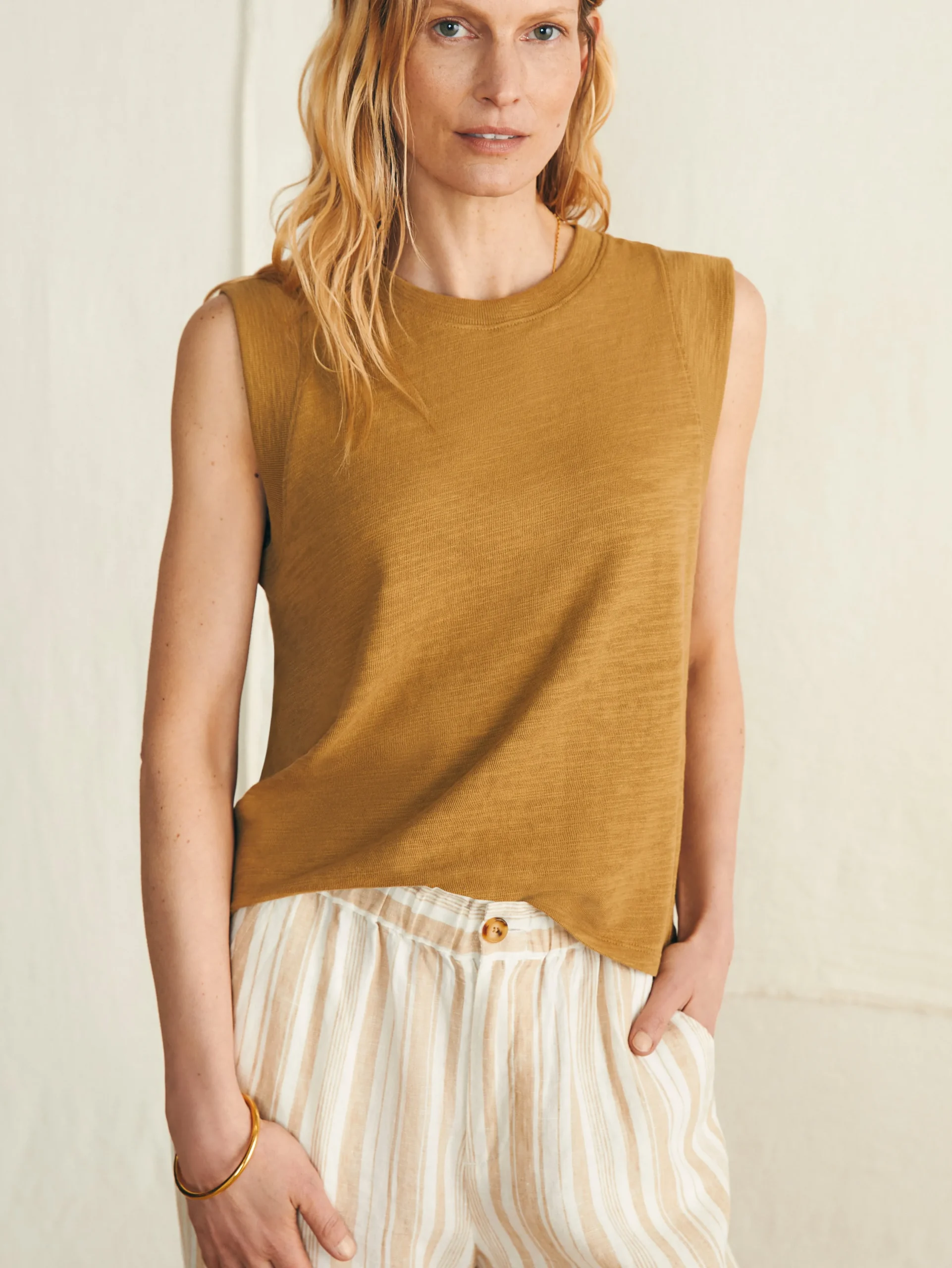 T-Shirts^Faherty Brand Sunwashed Slub Muscle Tank - Antique Bronze
