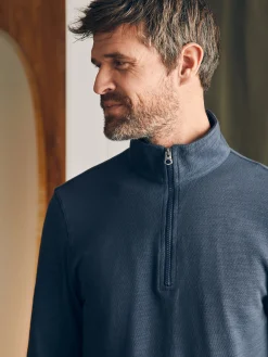 Hoodies & Sweatshirts|Lounge^Faherty Brand Sunwashed Slub Quarter Zip (Tall) - Blue Nights
