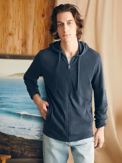 Hoodies & Sweatshirts^Faherty Brand Sunwashed Slub Zip Hoodie - Blue Nights