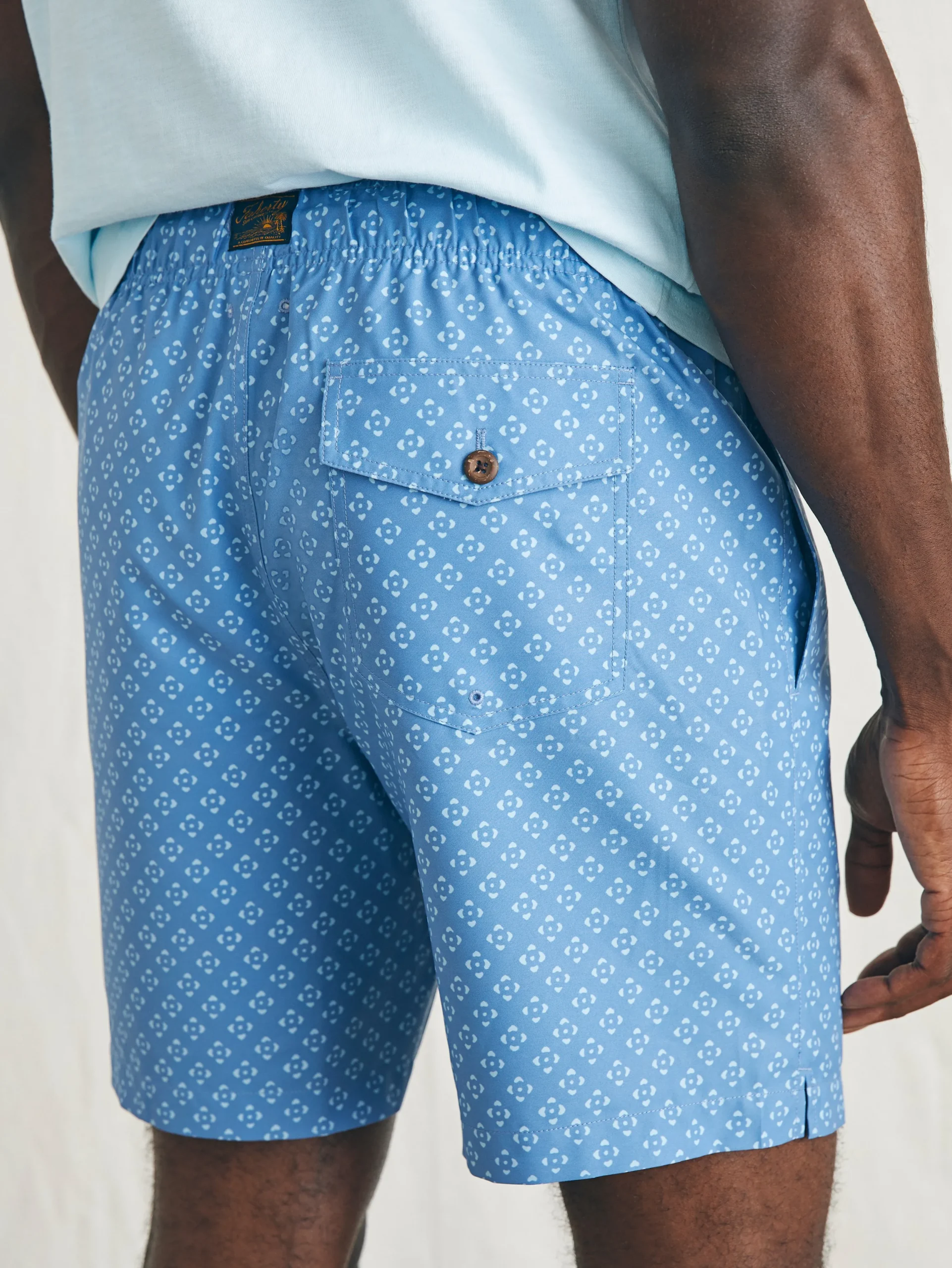 Swim^Faherty Brand Sunwashed Trunk - Soft Sapphire Atlas