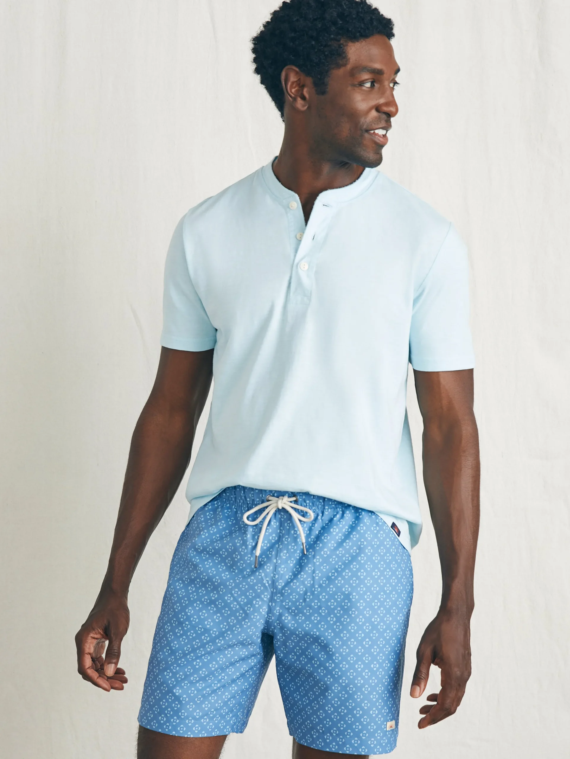 Swim^Faherty Brand Sunwashed Trunk - Soft Sapphire Atlas