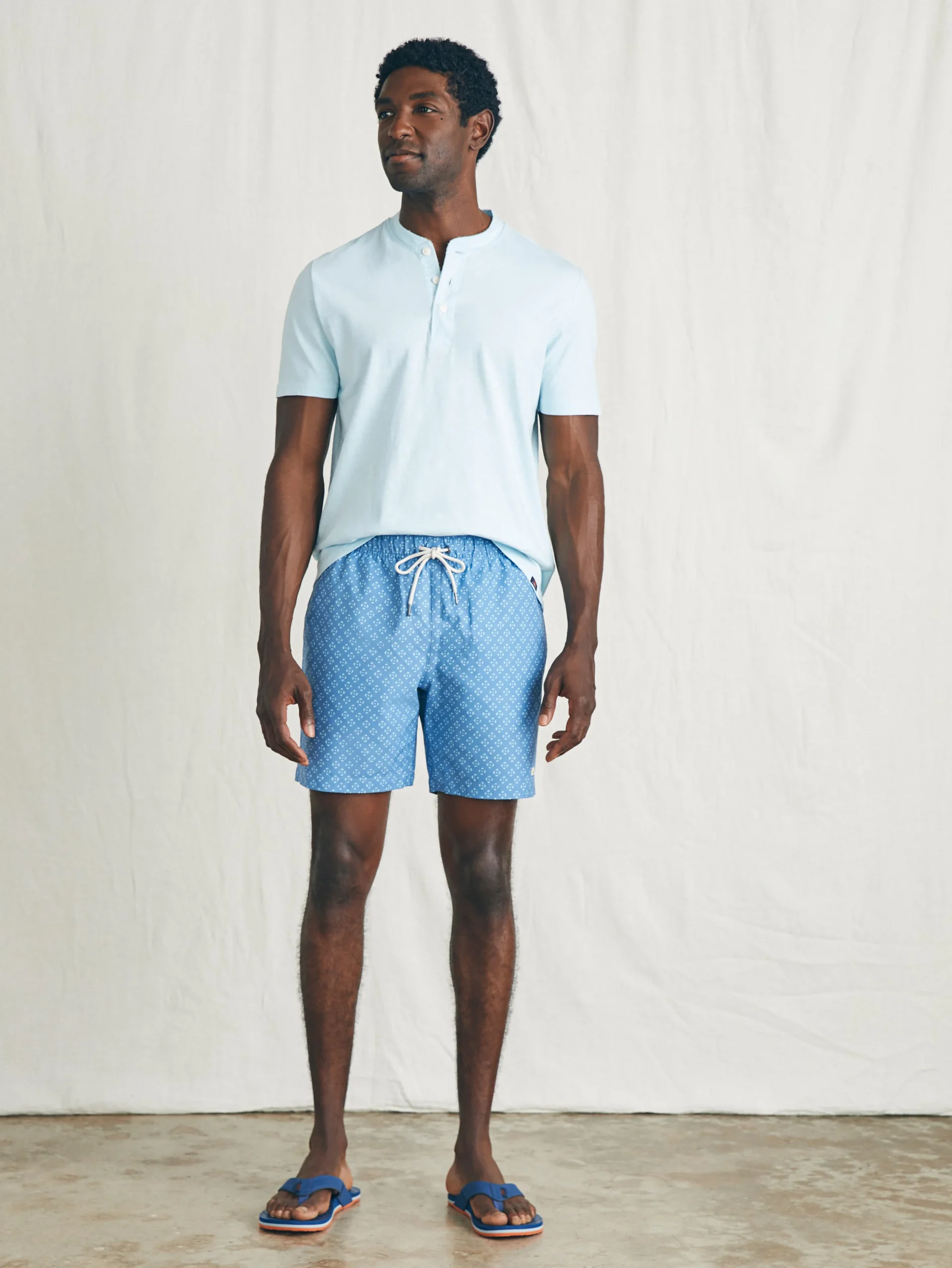 Swim^Faherty Brand Sunwashed Trunk - Soft Sapphire Atlas