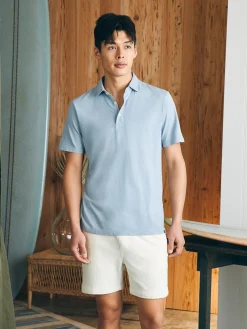Polo Shirts|T-Shirts & Henleys^Faherty Brand Sunwashed T-Shirt Polo - Blue Breeze