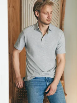 Polo Shirts|T-Shirts & Henleys^Faherty Brand Sunwashed T-Shirt Polo - Heather Grey