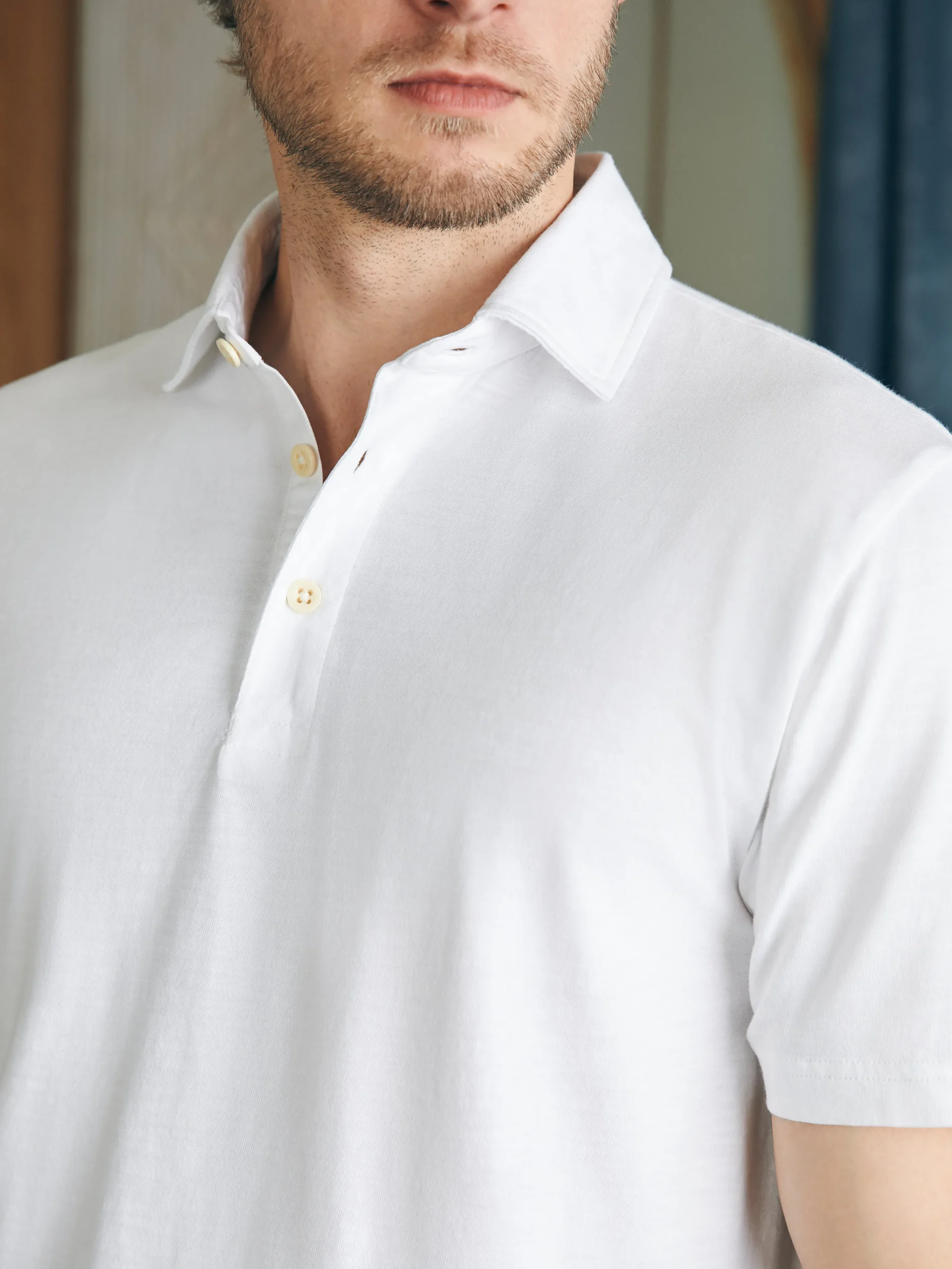 Polo Shirts|T-Shirts & Henleys^Faherty Brand Sunwashed T-Shirt Polo - White