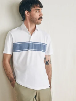 Polo Shirts|T-Shirts & Henleys^Faherty Brand Sunwashed T-Shirt Polo - White Surf Stripe