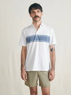 Polo Shirts|T-Shirts & Henleys^Faherty Brand Sunwashed T-Shirt Polo - White Surf Stripe