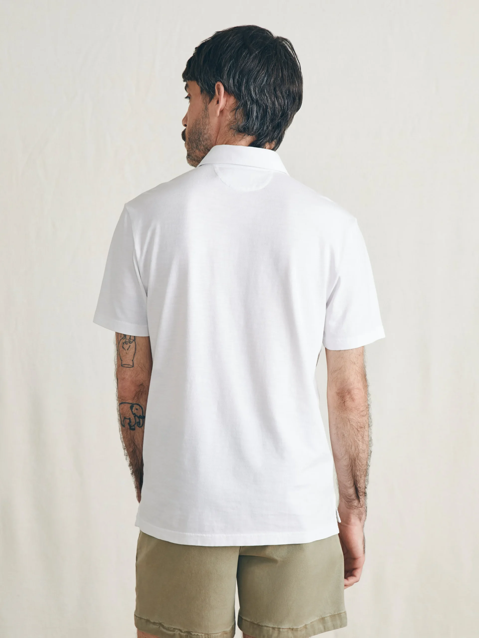 Polo Shirts|T-Shirts & Henleys^Faherty Brand Sunwashed T-Shirt Polo - White Surf Stripe