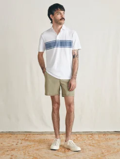 Polo Shirts|T-Shirts & Henleys^Faherty Brand Sunwashed T-Shirt Polo - White Surf Stripe