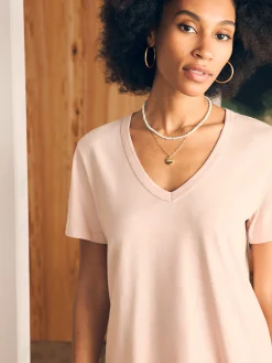 T-Shirts^Faherty Brand Sunwashed V-Neck Tee - Peach Whip