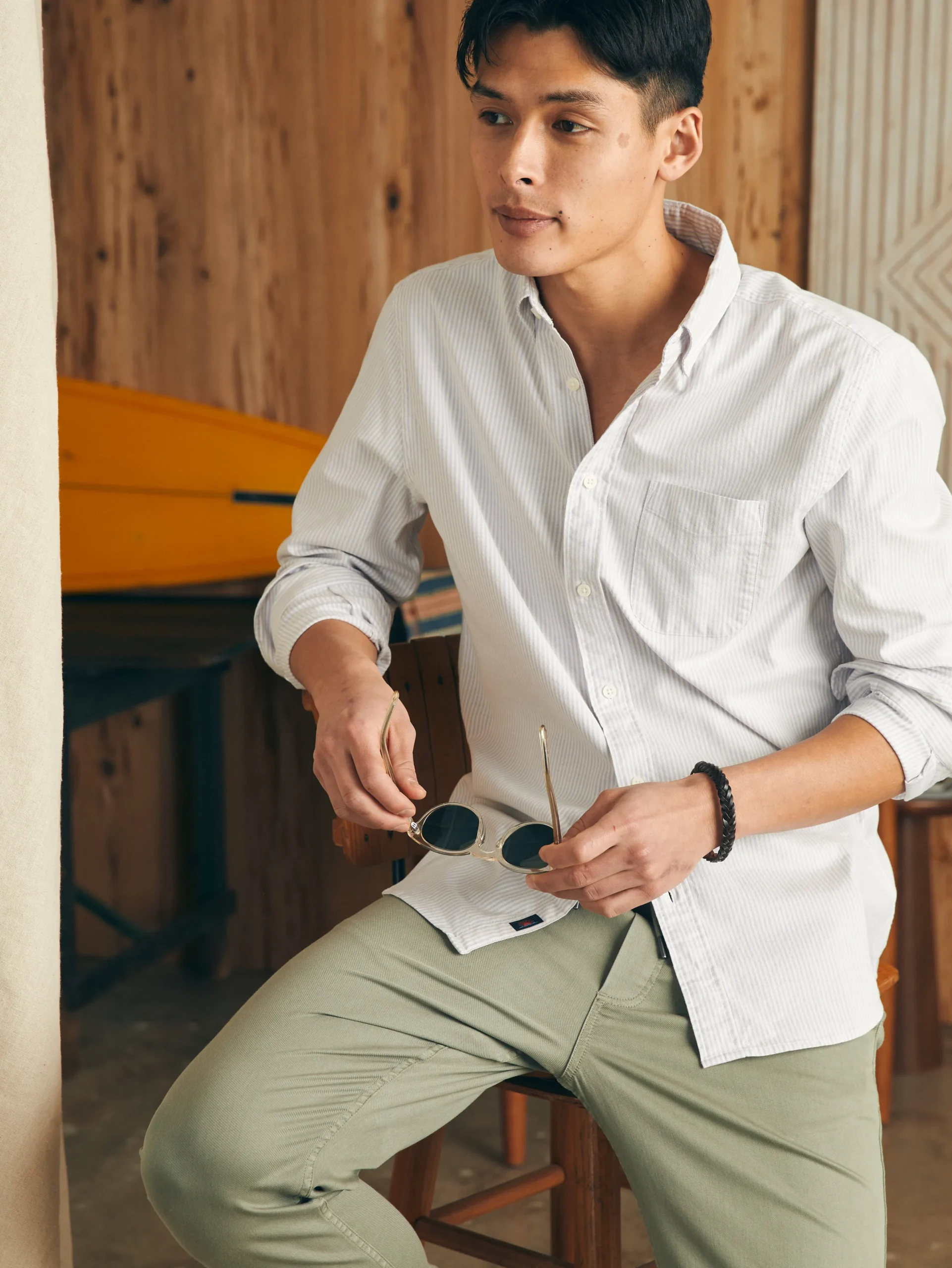 Shirts^Faherty Brand Supima Oxford Shirt - Lavender Stripe