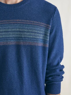 Sweaters^Faherty Brand Surf Stripe Crew Sweater - Navy Sea Sunset