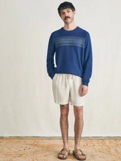 Sweaters^Faherty Brand Surf Stripe Crew Sweater - Navy Sea Sunset