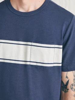 T-Shirts & Henleys^Faherty Brand Surf Stripe Sunwashed Pocket Tee - Dune Navy