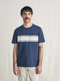 T-Shirts & Henleys^Faherty Brand Surf Stripe Sunwashed Pocket Tee - Dune Navy