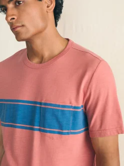 T-Shirts & Henleys^Faherty Brand Surf Stripe Sunwashed Pocket Tee - Faded Flag