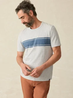T-Shirts & Henleys^Faherty Brand Surf Stripe Sunwashed Pocket Tee - Heather Grey