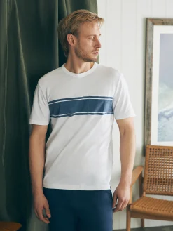 T-Shirts & Henleys^Faherty Brand Surf Stripe Sunwashed Pocket Tee - White