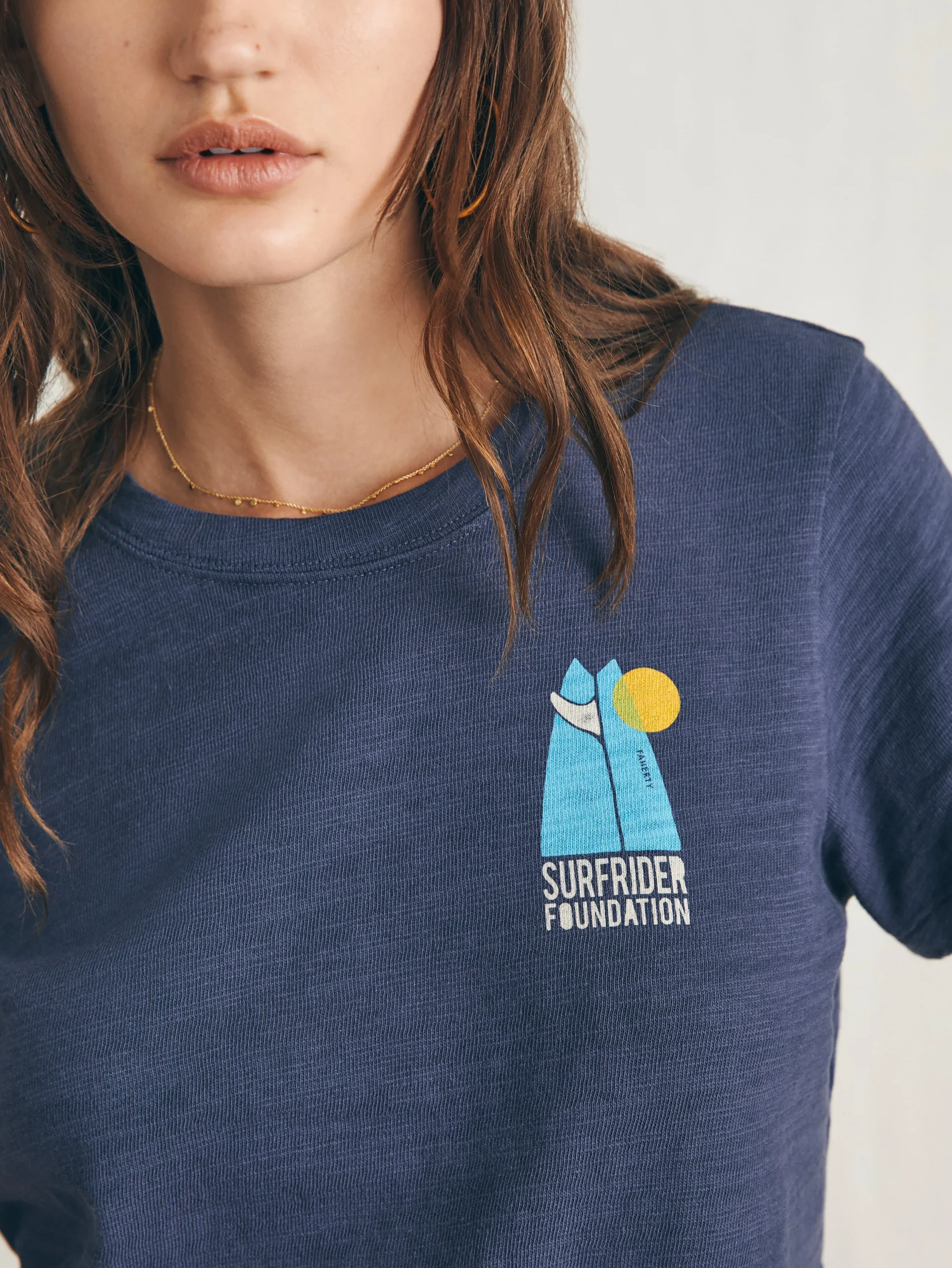 T-Shirts^Faherty Brand Surfrider Sunwashed Cropped Tee - Dune Navy