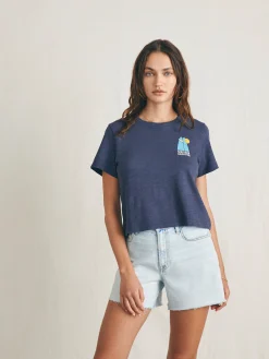 T-Shirts^Faherty Brand Surfrider Sunwashed Cropped Tee - Dune Navy