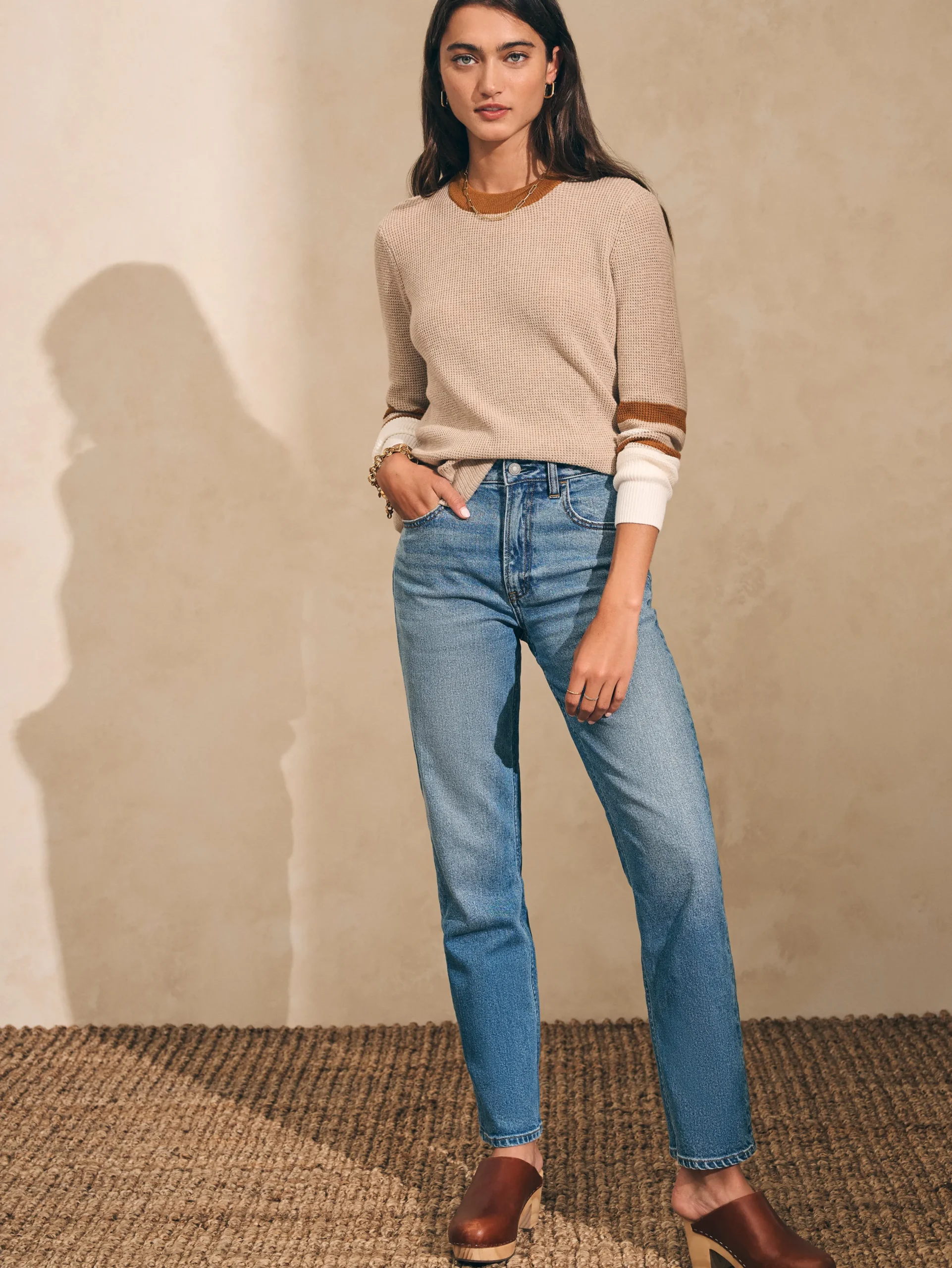 Sweaters^Faherty Brand Throwback Crew - Oat Varsity