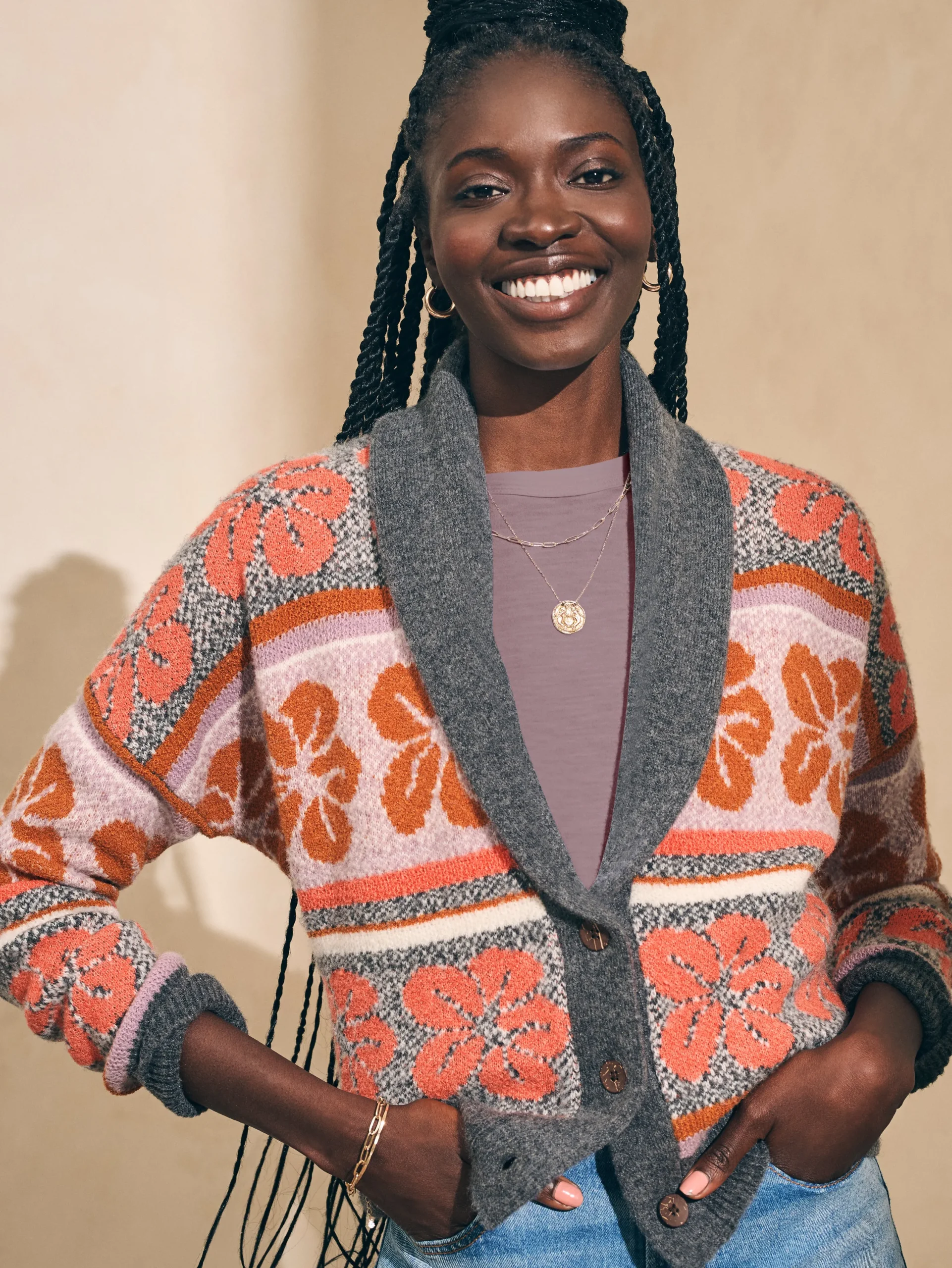 Sweaters^Faherty Brand Topanga Canyon Cardigan - Sunset Shell Jacquard