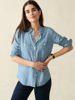 Shirts & Tops^Faherty Brand Tried & True Chambray Shirt - Aspen Stripe Wash