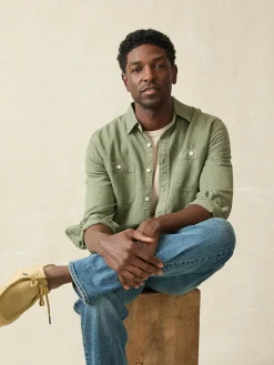 Shirts^Faherty Brand Tried & True Chambray Workshirt - Desert Olive