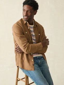 Shirts^Faherty Brand Tried & True Chambray Workshirt - Sahara Khaki