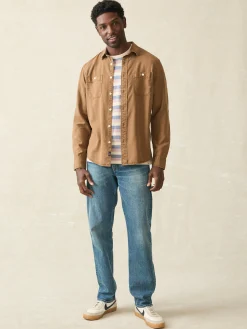 Shirts^Faherty Brand Tried & True Chambray Workshirt - Sahara Khaki
