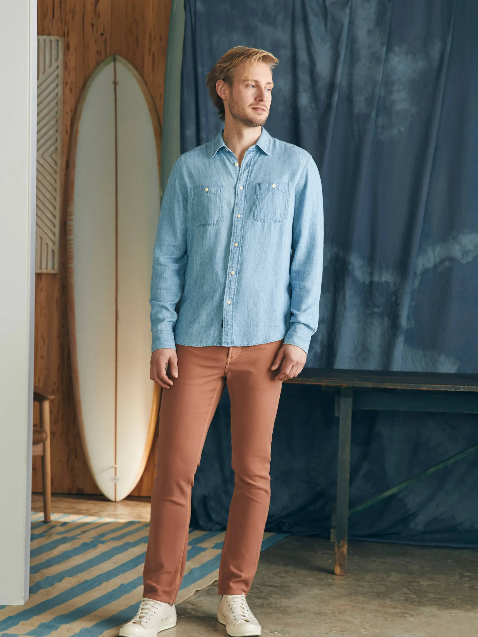 Shirts^Faherty Brand Tried & True Chambray Workshirt - Vintage Indigo