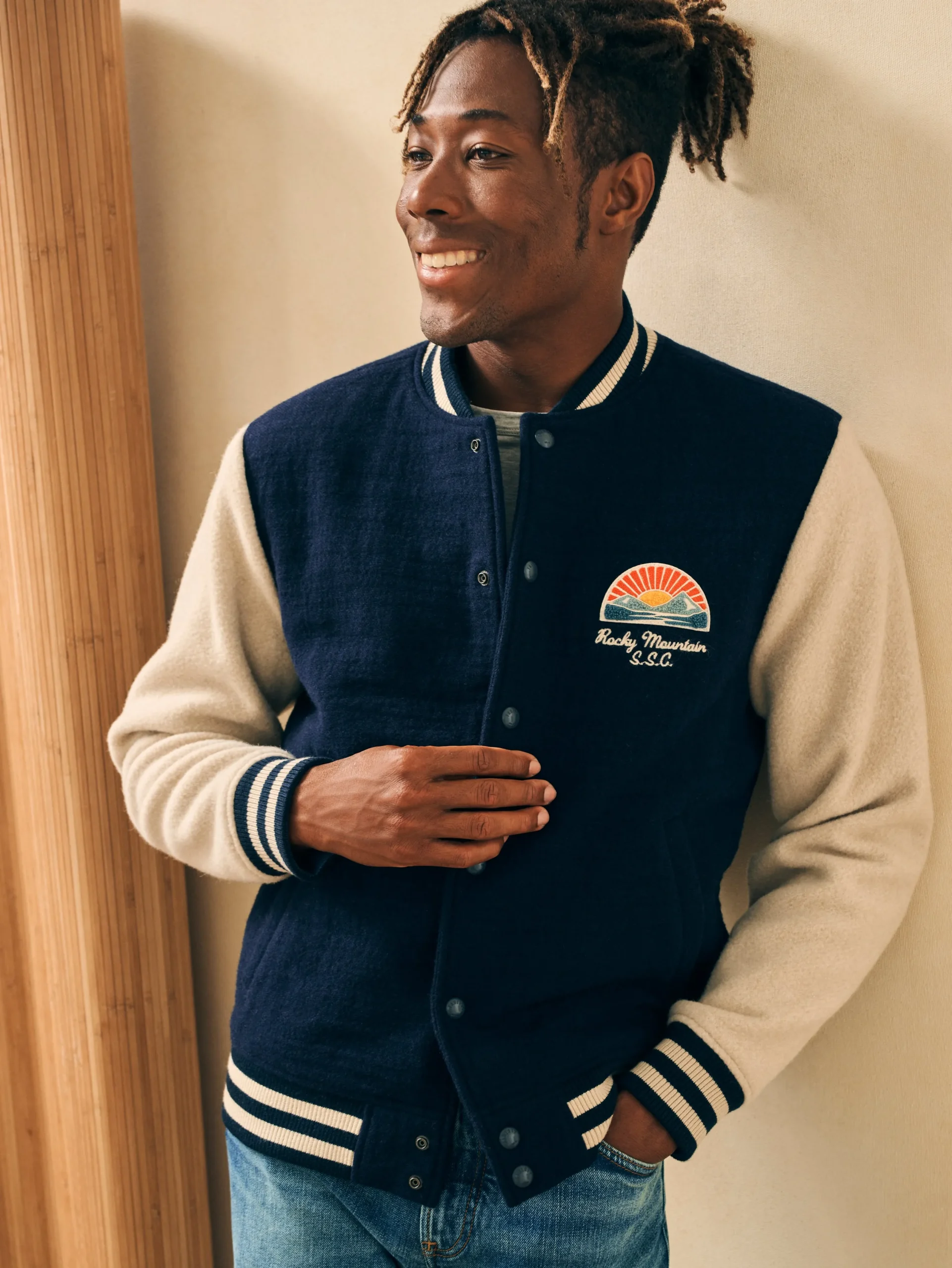 Jackets & Vests^Faherty Brand Varsity Jacket - Navy