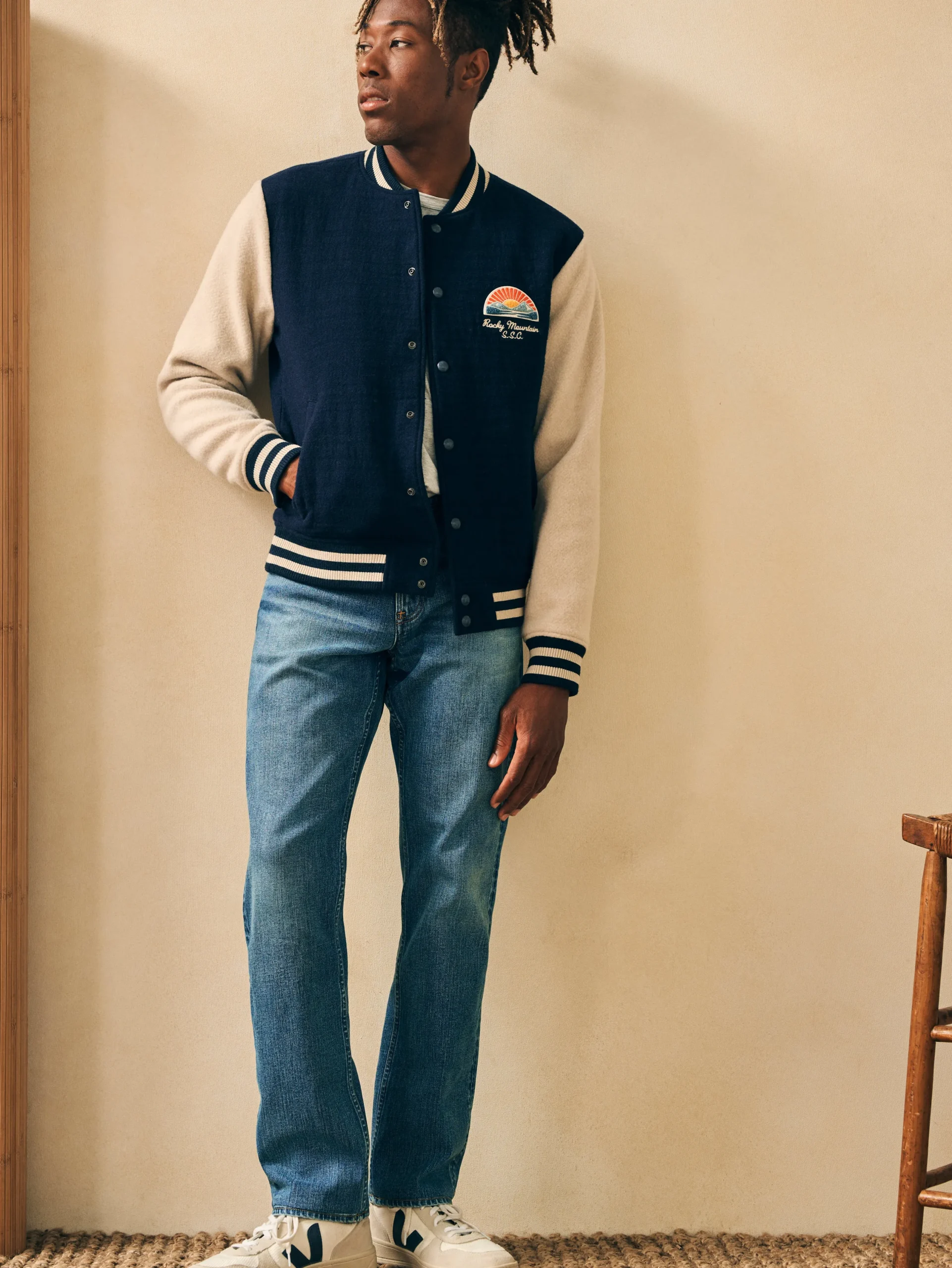 Jackets & Vests^Faherty Brand Varsity Jacket - Navy